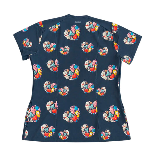 Top Clínico BT21 Universe Heart — Uniforme K-pop ARMY Antifluido