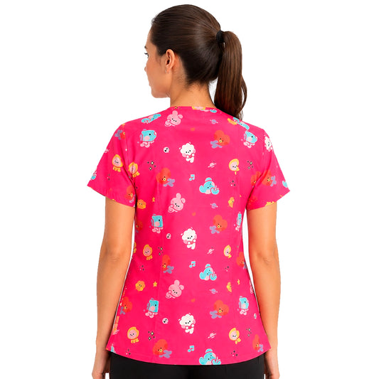 Top Clínico Mujer BT21 Fucsia (A pedido)
