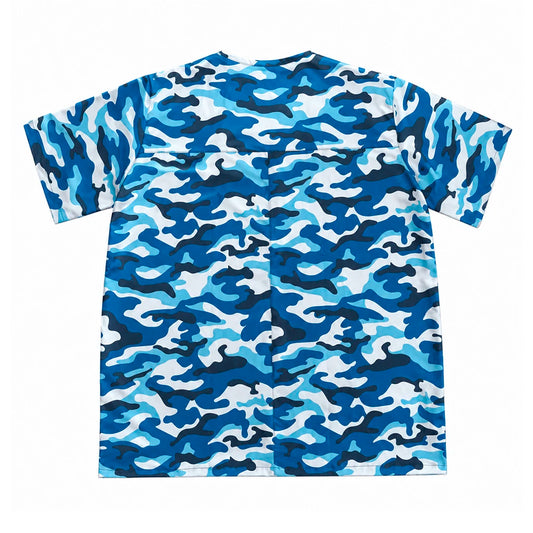 Top clínico hombre antifluido estampado camuflaje azul