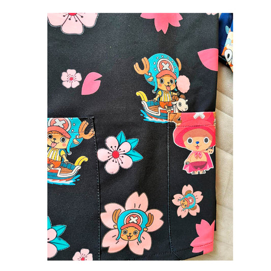 Chopper negro flores Top Clinico Mujer (A pedido)