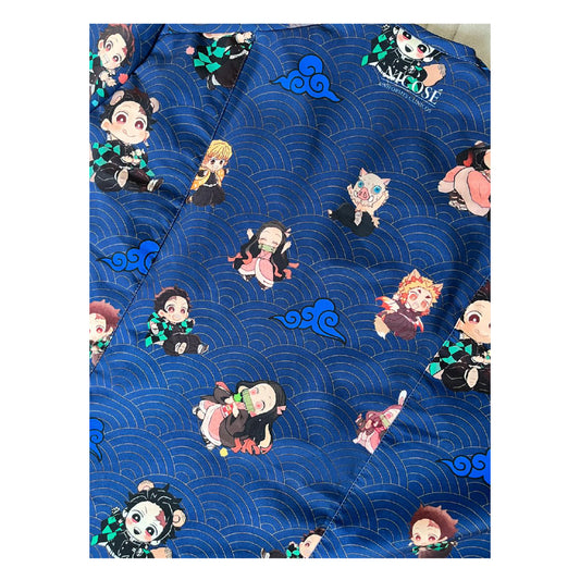 Demon Slayer Azul Marino Top Clinico Mujer (A pedido)