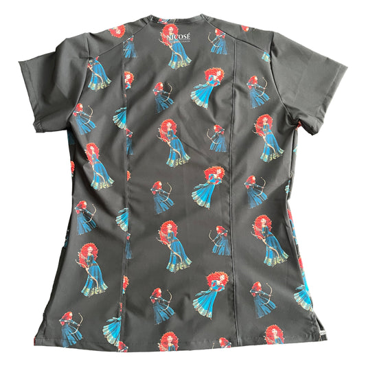 Princesa Mérida negro Top Clinico Mujer (A pedido)