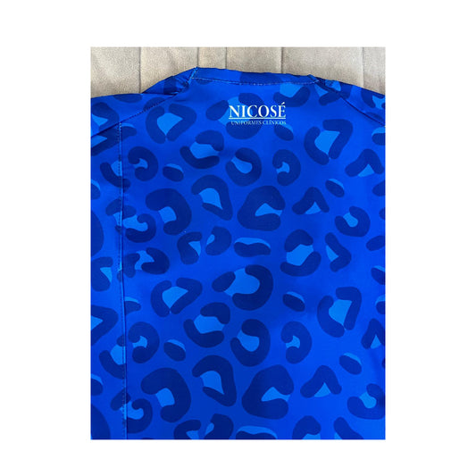 Animal Print azul Top Clinico Mujer (A pedido)