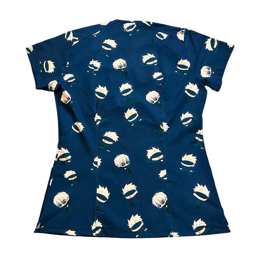 Top Clínico Mujer Satoru Gojo Azul Marino (A pedido)