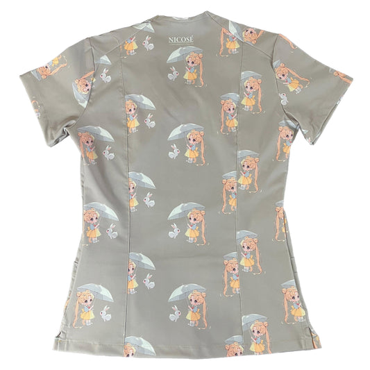 Conejo kawaii Top Clinico Mujer Gris (A pedido)