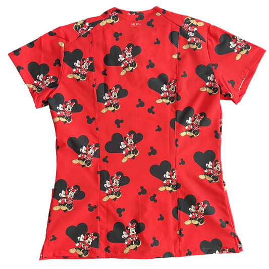 Rojo Mouse clásico Top Clínico Mujer (A pedido)