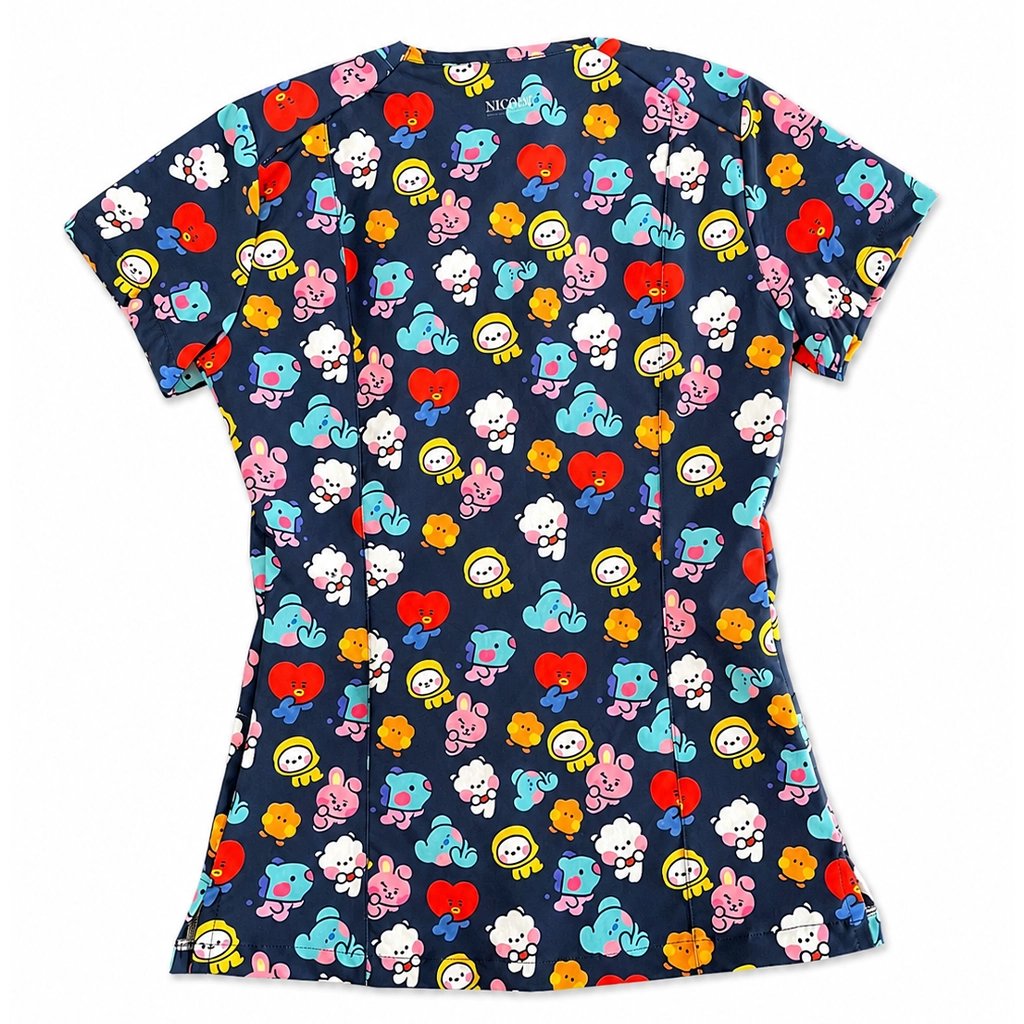 Top clínico de mujer con diseño BT21 Azul Marino Colors - Talla L, vista 4