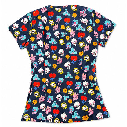 Top clínico de mujer con diseño BT21 Azul Marino Colors - Talla L, vista 4