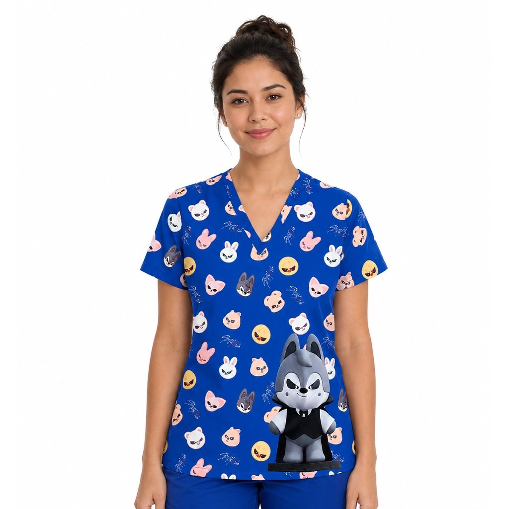 Stray Kids Wolfchan Azul Rey Top Clínico Mujer (A pedido)