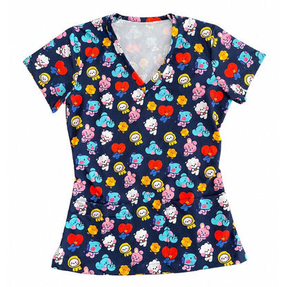 Top clínico de mujer con diseño BT21 Azul Marino Colors - Talla L, vista 3