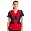 Top clínico de mujer con diseño Spiderman, en tela antifluido