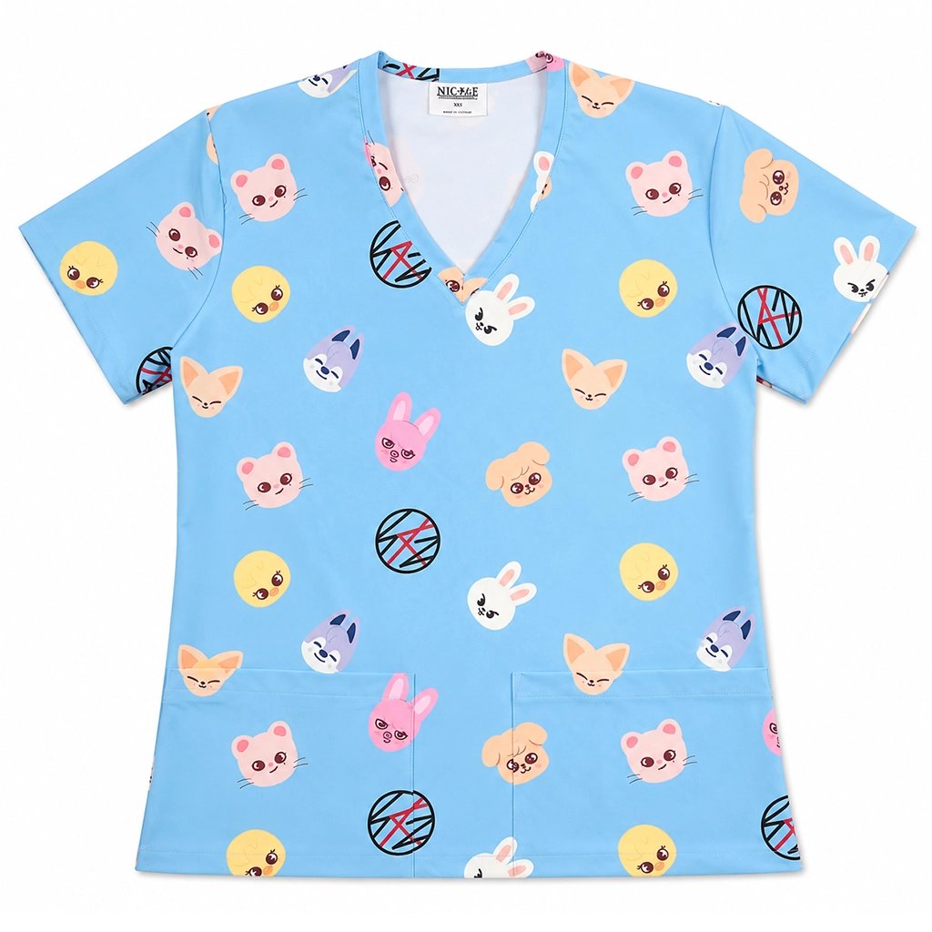 Stray Kids Celeste Top Clínico Mujer (A pedido)