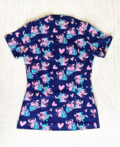 Top Clinico Ángel y Stitch XS + Totebag de regalo