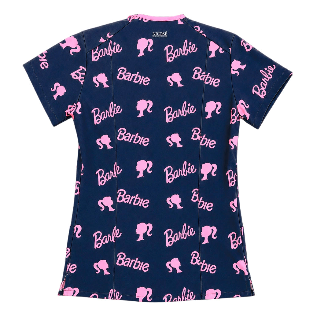 Top clínico de mujer con diseño Barbie Azul Marino, vista 4