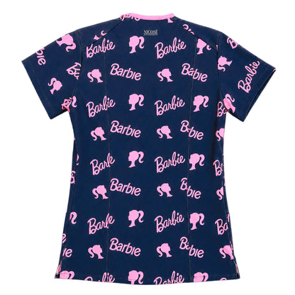 Top clínico de mujer con diseño Barbie Azul Marino, vista 4