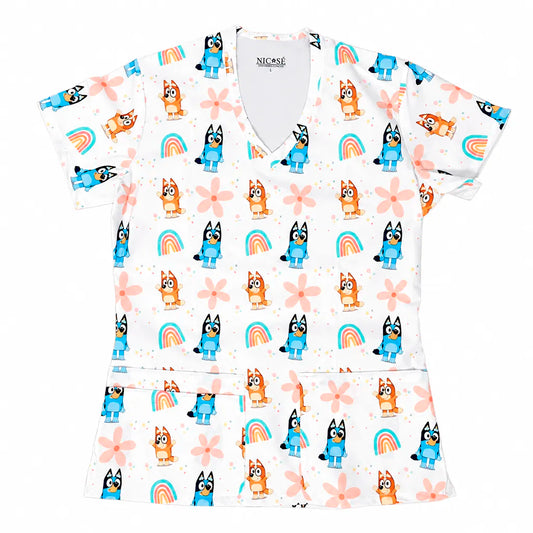Bluey blanco Top Clinico Mujer (A pedido)