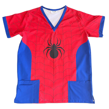 Top clínico de hombre con diseño Spiderman, en tela antifluido