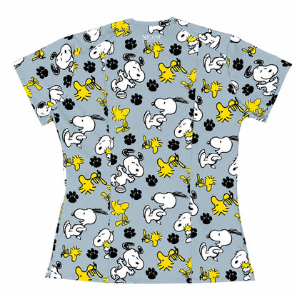 Top clínico de mujer con diseño Snoopy Gris, vista 4