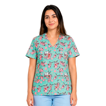 Top clínico de mujer con diseño Coraje, en tela antifluido