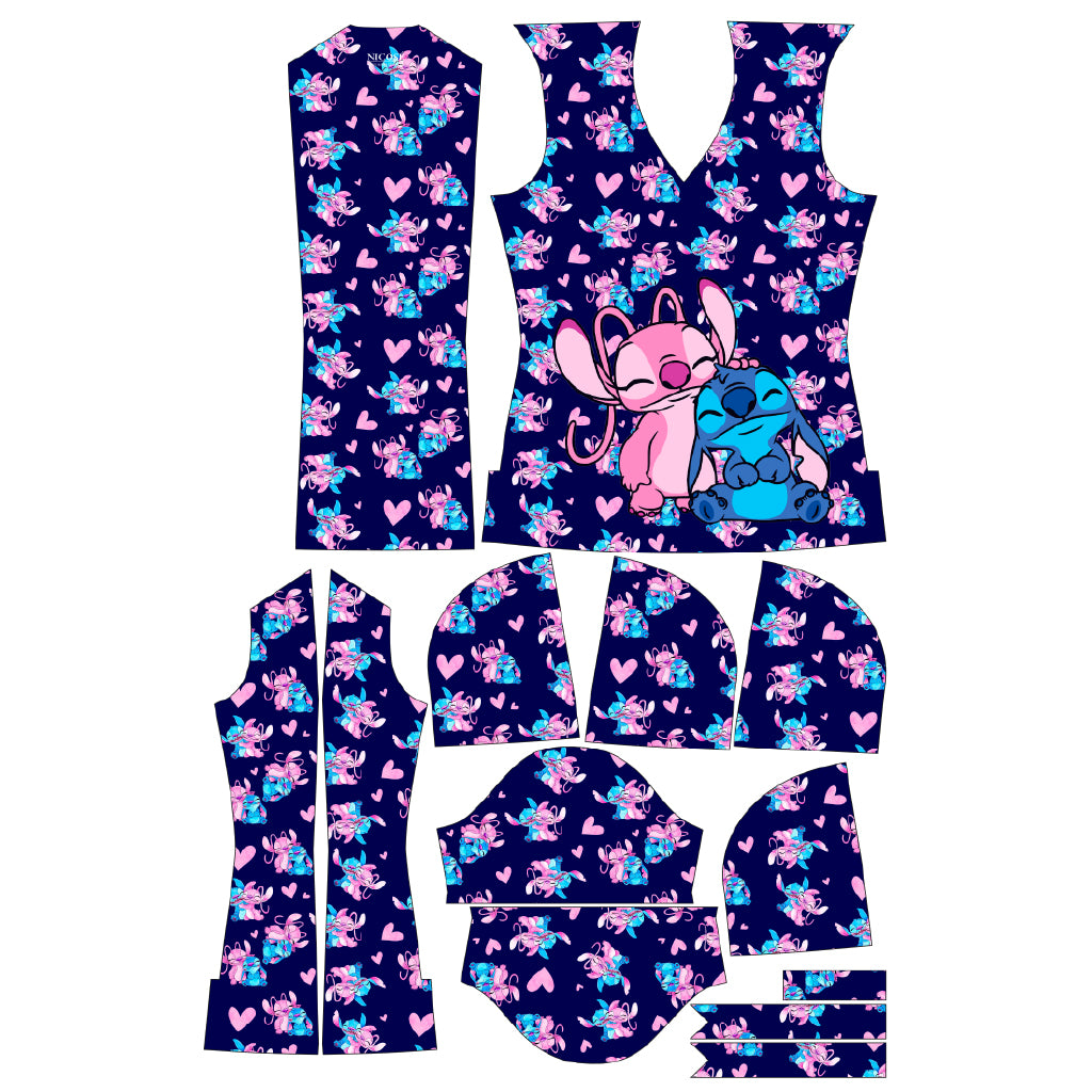 Stitch y Angel Top Clinico Mujer (abono 50%)