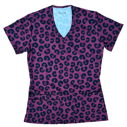 Animal Print Top Clinico Burdeo Mujer (A pedido)