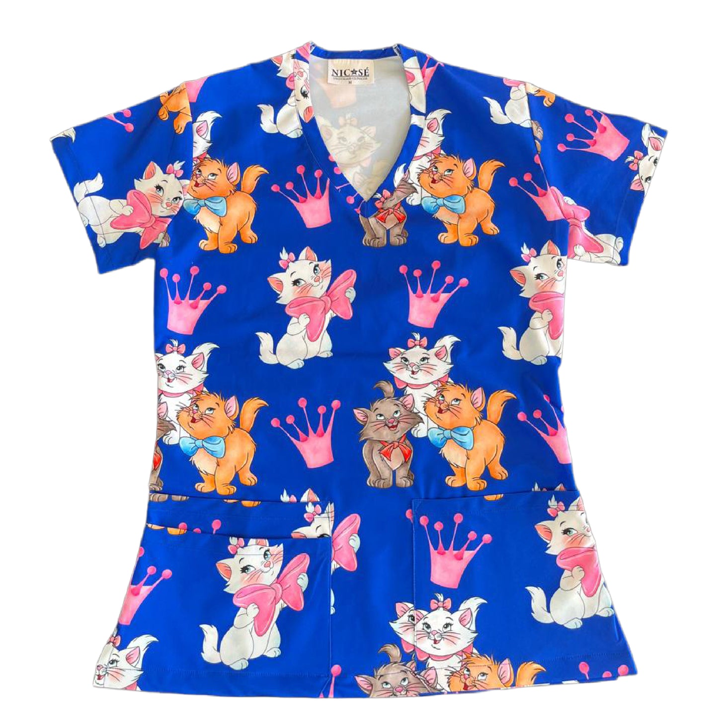 Aristogatos azul rey Top Clinico Mujer (A pedido)