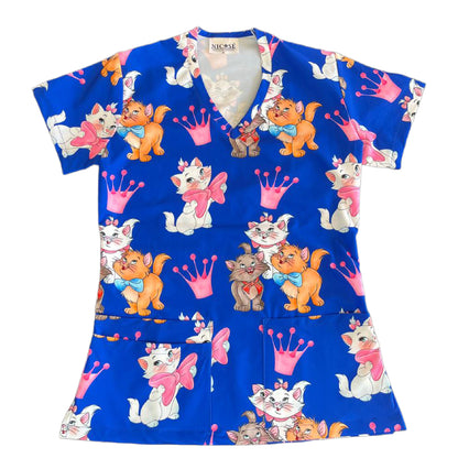 Aristogatos azul rey Top Clinico Mujer (A pedido)