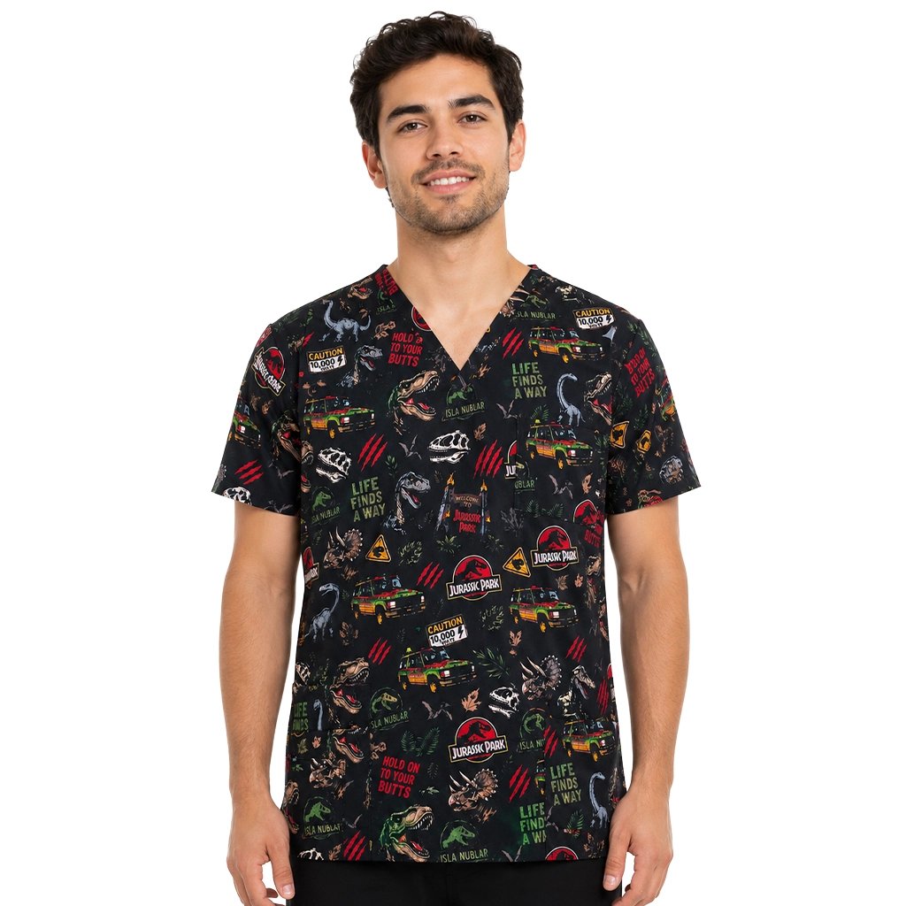 Jurassic Park Negro Top Clínico Hombre (A pedido)