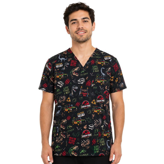 Jurassic Park Negro Top Clínico Hombre (A pedido)