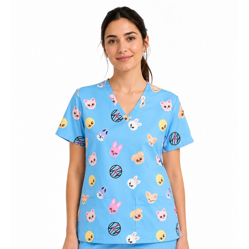Stray Kids Celeste Top Clínico Mujer (A pedido)