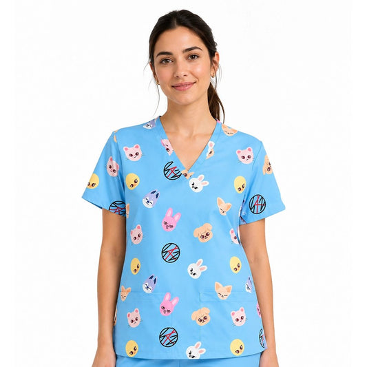Stray Kids Celeste Top Clínico Mujer (A pedido)