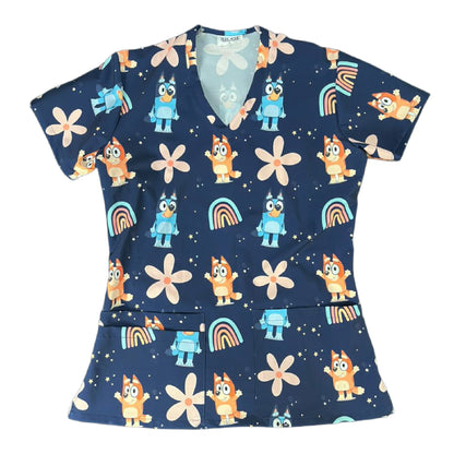 Bluey azul marino Top Clinico Mujer (A pedido)