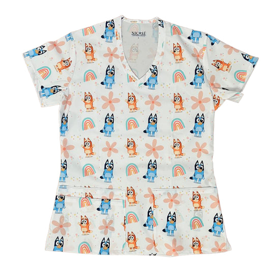 Bluey blanco Top Clinico Mujer (A pedido)