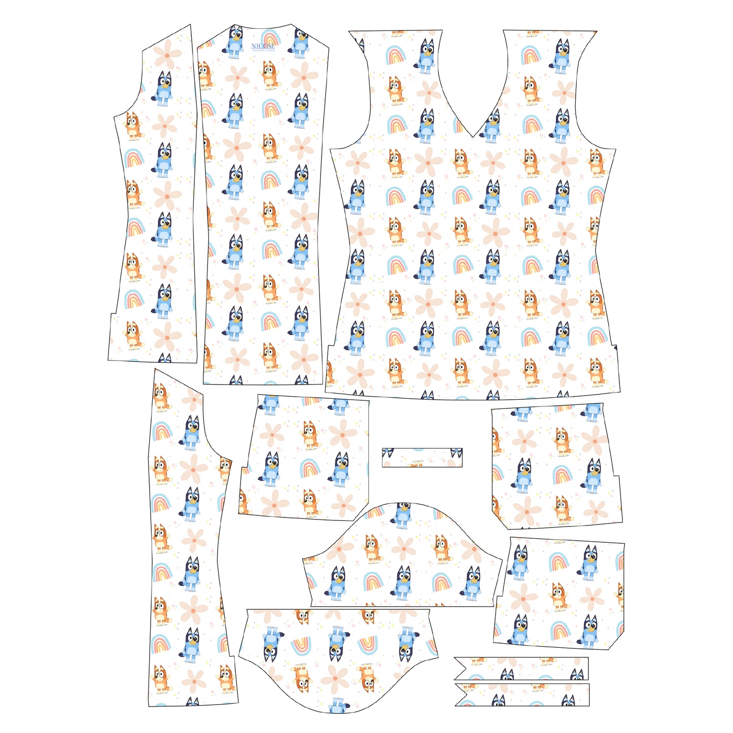 Bluey blanco Top Clinico Mujer (A pedido)