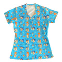 Bluey amigos celeste Top Clinico Mujer (A pedido)