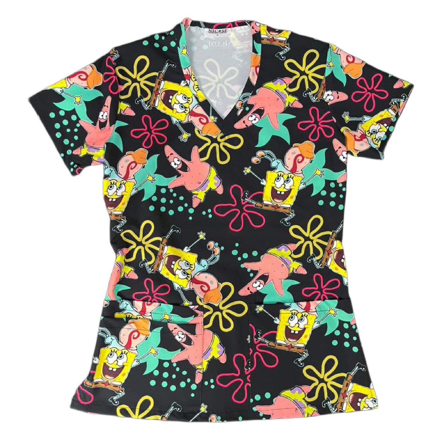 Bob esponja negro Top Clinico Mujer (A pedido)