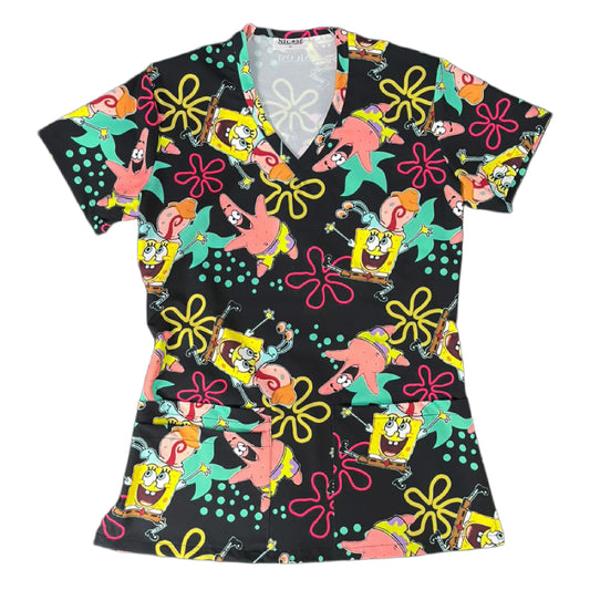 Bob esponja negro Top Clinico Mujer (A pedido)