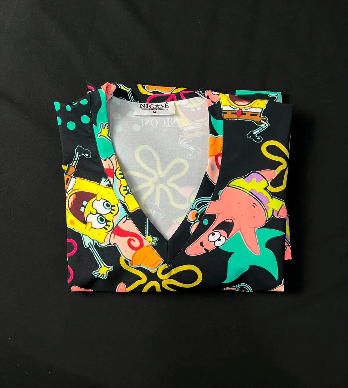 Bob esponja negro Top Clinico Mujer (A pedido)