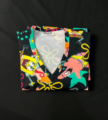 Bob esponja negro Top Clinico Mujer (A pedido)