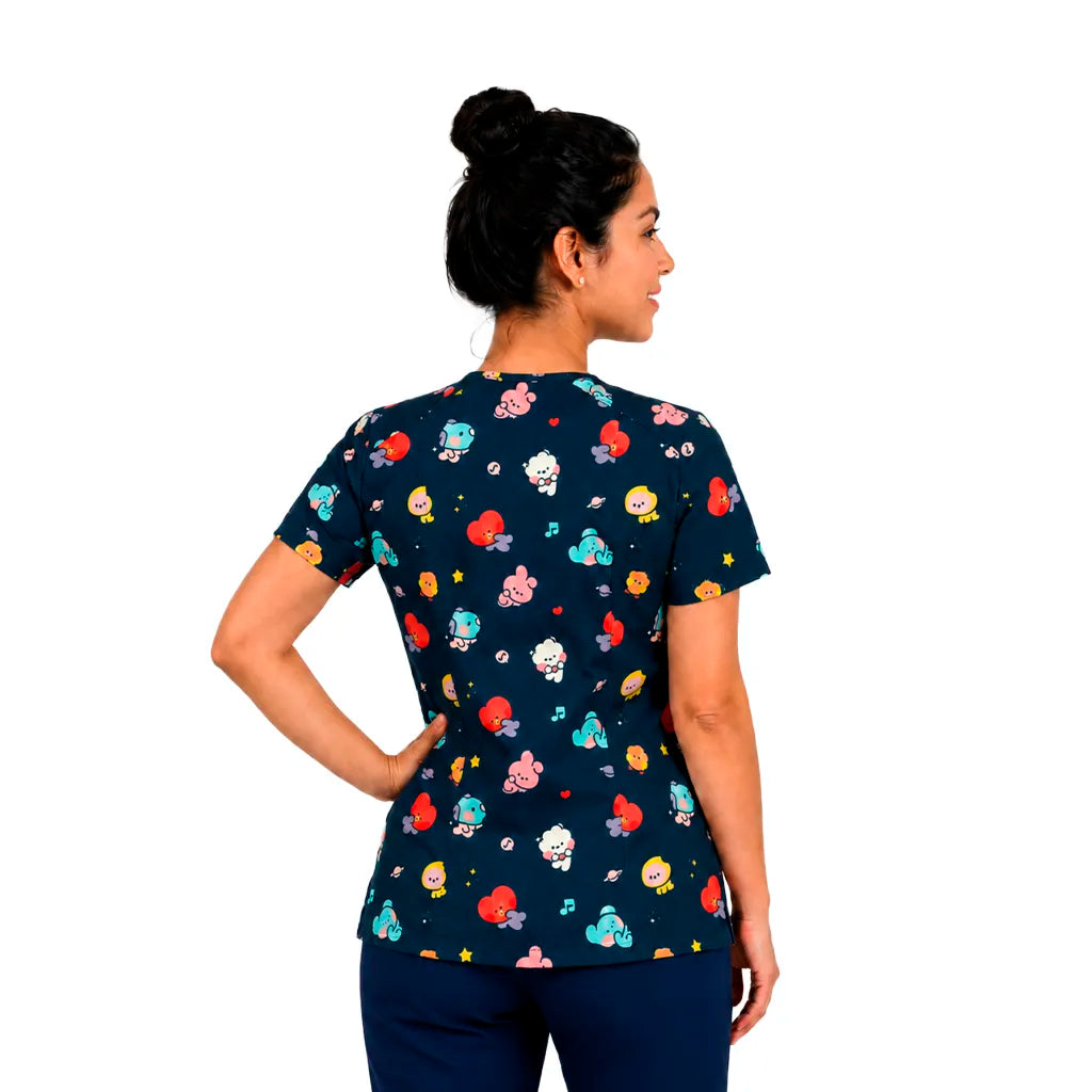 BT21 Azul marino Top Clínico Mujer (A pedido)