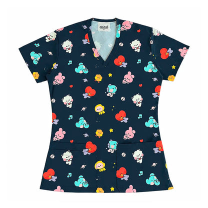 BT21 Azul marino Top Clínico Mujer (A pedido)