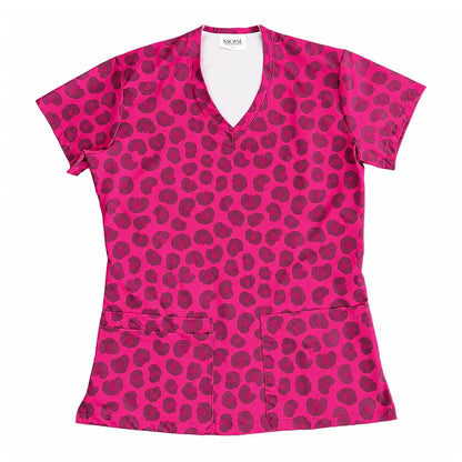 Top Clínico Animal Print Burdeo