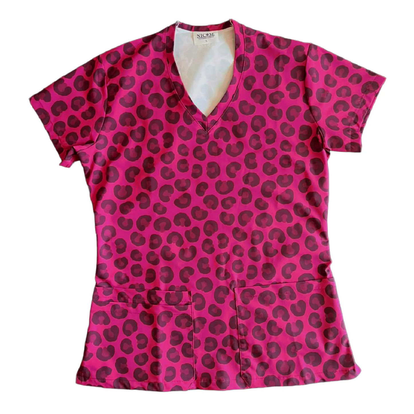 Top Clínico Animal Print Burdeo