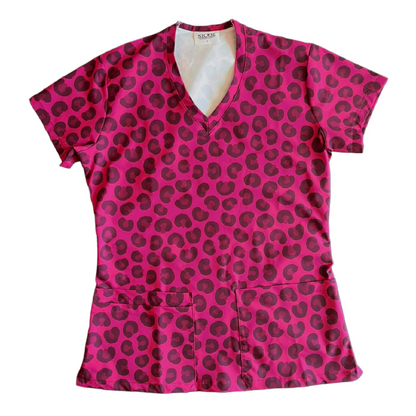 Top Clínico Animal Print Burdeo