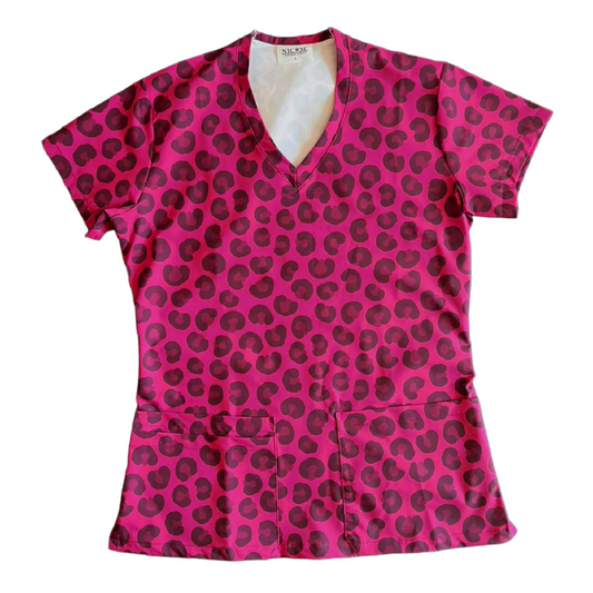 Top Clínico Animal Print Burdeo