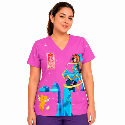Top clínico mujer antifluido estampado Card Captor Sakura morado