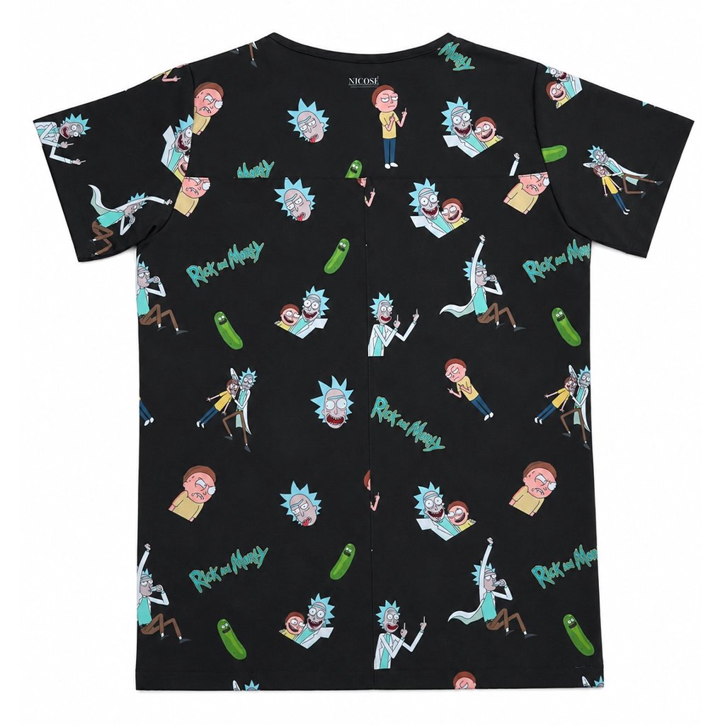Rick and Morty Negro Top Clínico Hombre (A pedido)
