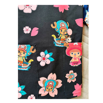 Chopper negro flores Top Clinico Mujer (abono 50%)