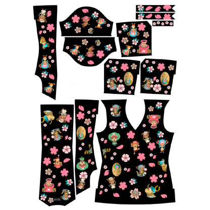 Chopper negro flores Top Clinico Mujer (abono 50%)