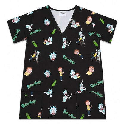 Rick and Morty Negro Top Clínico Hombre (A pedido)